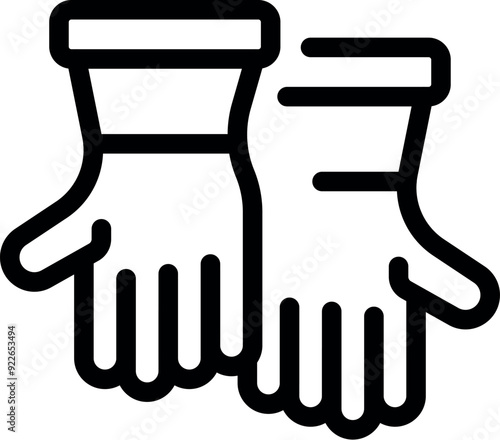 Line icon of two protective gloves, emphasizing safety in industrial environments