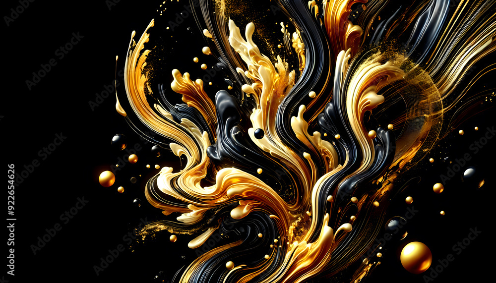 Abstract Golden Swirls Background, Modern Painting to hang on the wall, Elegant Gold and Black Wave Design, Art painting for living room, Wallpaper, Interior Art, Luxurious Swirling Ribbons Poster Art Abstract Golden Swirls Background, Modern Painting to hang on the wall, Elegant Gold and Black Wave Design, Art painting for living room, Wallpaper, Interior Art, Luxurious Swirling Ribbons Poster Art