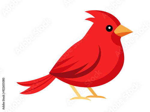 Illustration à plat d’oiseau rouge sur le blanc 