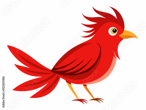 Illustration à plat d’oiseau rouge sur le blanc 