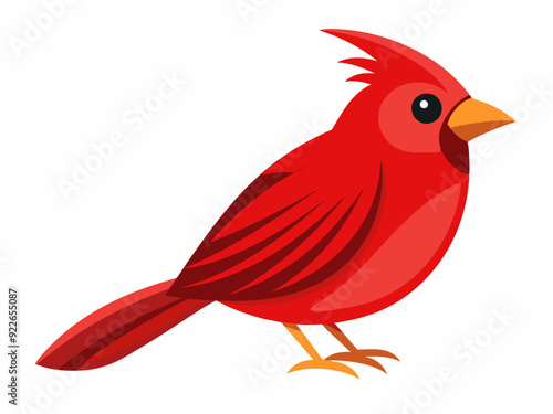 Illustration à plat d’oiseau rouge sur le blanc 