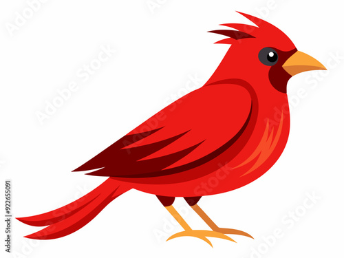 Illustration à plat d’oiseau rouge sur le blanc 