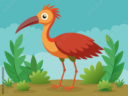 Icône ibis de la forêt vectorielle. Illustration d’espèces menacées. Mignon animal éteint isolé sur fond blanc. Drôle d’illustration d’oiseau sauvage pour les enfants. Concept de protection de la natu