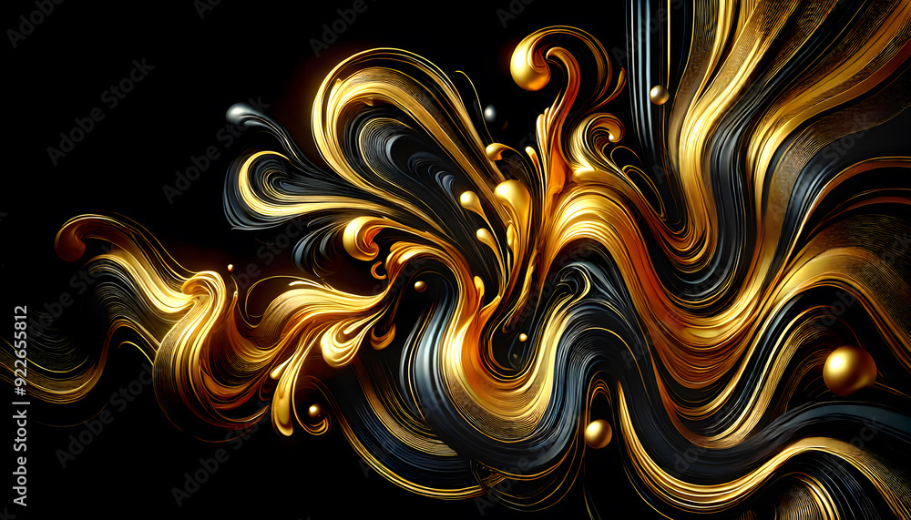 Abstract Golden Swirls Background, Modern Painting to hang on the wall, Elegant Gold and Black Wave Design, Art painting for living room, Wallpaper, Interior Art, Luxurious Swirling Ribbons Poster Art Abstract Golden Swirls Background, Modern Painting to hang on the wall, Elegant Gold and Black Wave Design, Art painting for living room, Wallpaper, Interior Art, Luxurious Swirling Ribbons Poster Art
