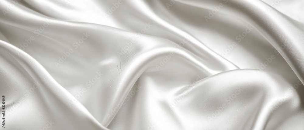 Fototapeta premium Closeup of rippled white silk fabric