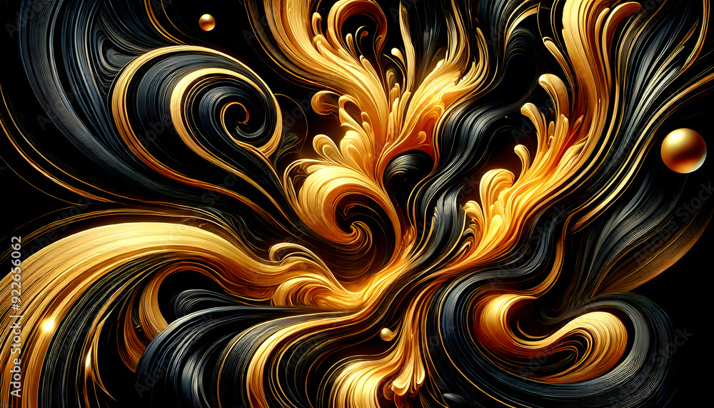 Abstract Golden Swirls Background, Modern Painting to hang on the wall, Elegant Gold and Black Wave Design, Art painting for living room, Wallpaper, Interior Art, Luxurious Swirling Ribbons Poster Art Abstract Golden Swirls Background, Modern Painting to hang on the wall, Elegant Gold and Black Wave Design, Art painting for living room, Wallpaper, Interior Art, Luxurious Swirling Ribbons Poster Art