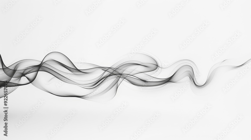 A long, wavy line of smoke is shown in a white background A long, wavy line of smoke is shown in a white background