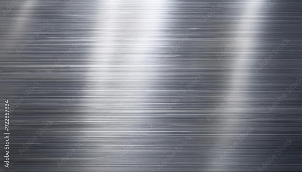 The brushed stainless steel plate has a silver metal texture and light reflection. The brushed stainless steel plate has a silver metal texture and light reflection.