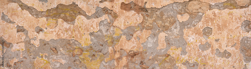 Alte Panorama Wand mit teils abgefallenem braunen Putz - Vintage Architektur in Fuerteventura, Kanarische Inseln Alte Panorama Wand mit teils abgefallenem braunen Putz - Vintage Architektur in Fuerteventura, Kanarische Inseln