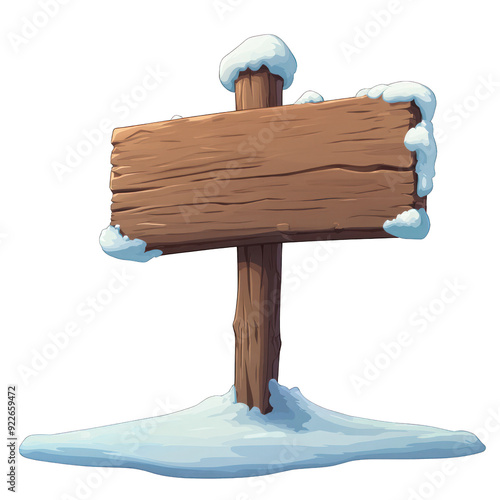 A wooden sign covered in snow, perfect for winter scenes or signage concepts. Blank space for custom messages or labels. transparent background photo