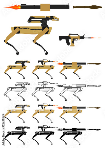 Unmanned dog robot vector illustration