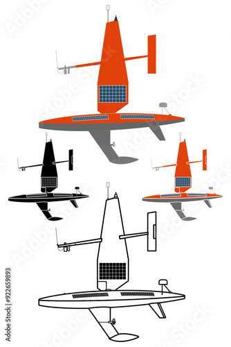 Research Unmanned surface vessel USV vector illustration