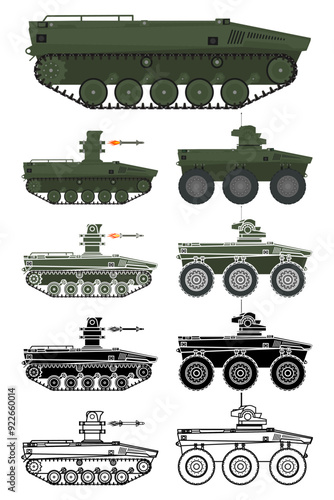 Unmanned ground vehicle UGV Tactical vector illustration