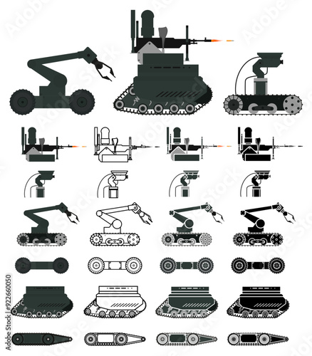 Unmanned ground vehicle UGV patrol robot vector illustration