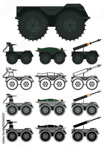 Unmanned ground vehicle UGV mission vector illustration