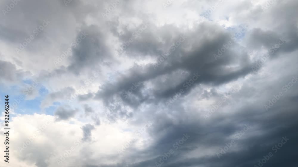 Dark rainy cloudscape covering the sky totally. Storm is coming. Low angle view at the grey sky. Timelapse. Dark rainy cloudscape covering the sky totally. Storm is coming. Low angle view at the grey sky. Timelapse.