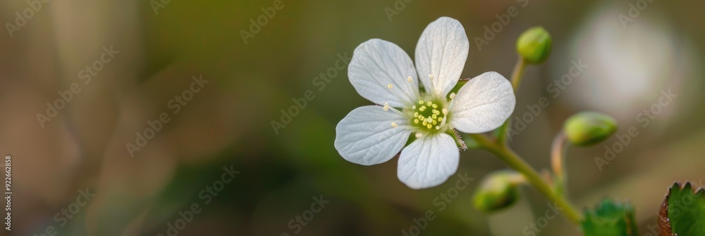 Fototapeta premium Delicate white flower spotted along the path