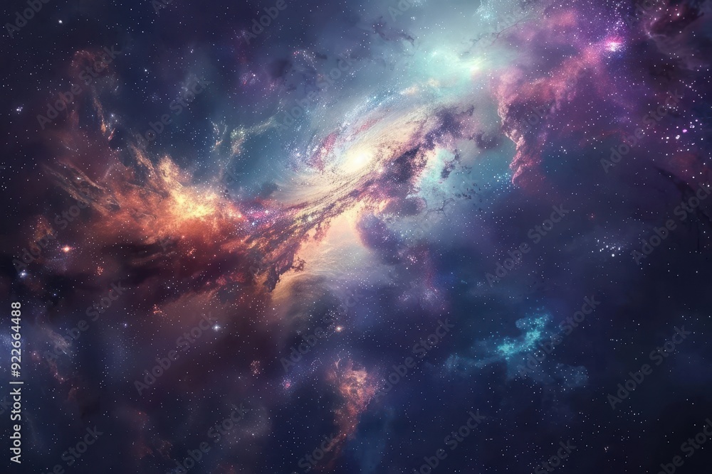Fototapeta premium Colorful and detailed space image with bright stars and glowing gas clouds