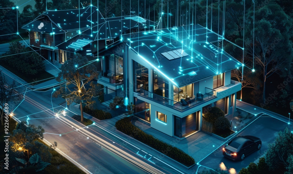 Smart homes equipped with AI assistants and IoT devices, offering ...
