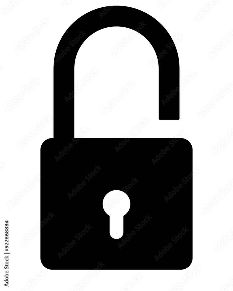 padlock, black and white vector illustration of unlocked lock padlock, black and white vector illustration of unlocked lock