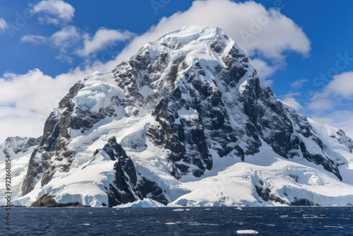 An image capturing the stark reality of melting ice caps, symbolizing the profound effects of climate change on the polar regions and the global ecosyste photo