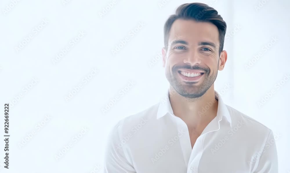 Portrait of a man in a white T-shirt on a white background Portrait of a man in a white T-shirt on a white background