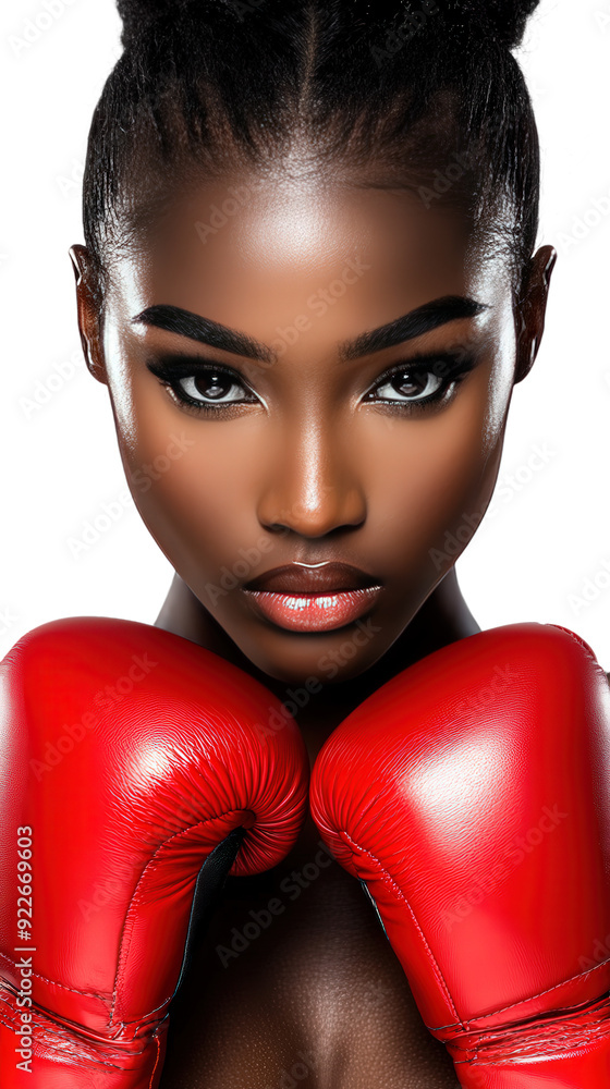 woman with red boxing gloves, black african american female boxer woman with red boxing gloves, black african american female boxer