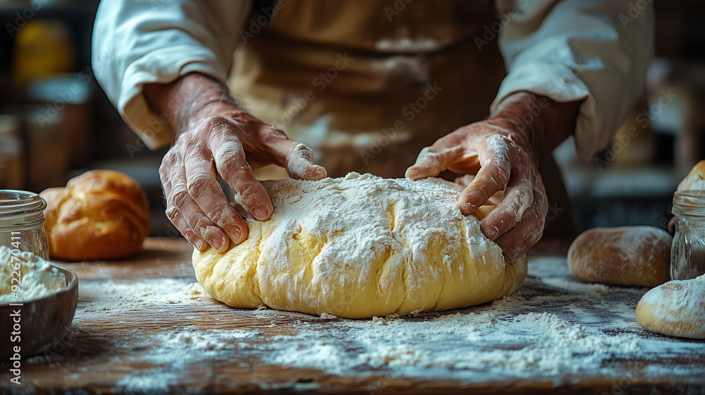 Un chef cuisinier préparant son pain. Un chef cuisinier préparant son pain.