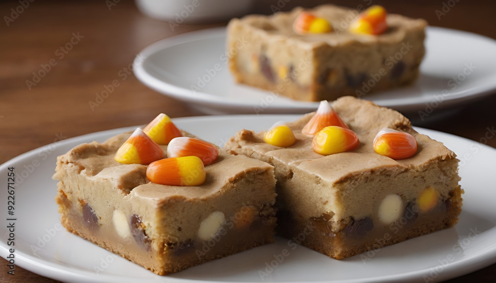 candy corn blondies on a plate candy corn blondies on a plate