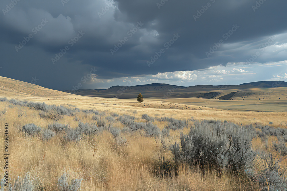 An image portraying a lone tree beneath the intense gaze of stormy, dark clouds, where nature's resilience is highlighted amidst atmospheric turmoi