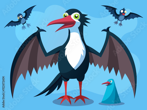 Oiseau Frigatebird Set de dessin animé Vector Illustration