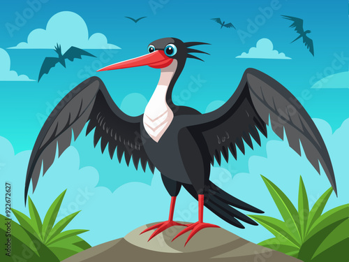 Oiseau Frigatebird Set de dessin animé Vector Illustration