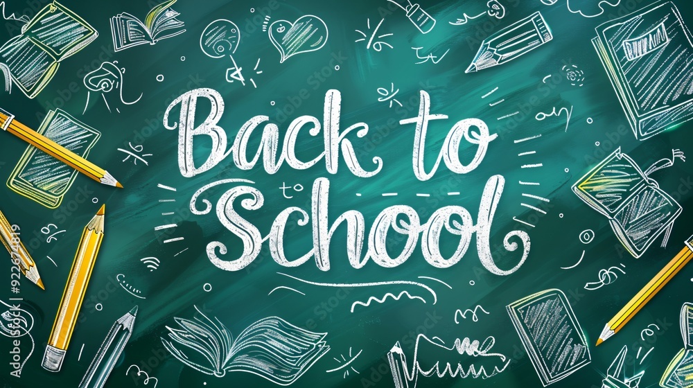 back to school text on blackboard back to school text on blackboard