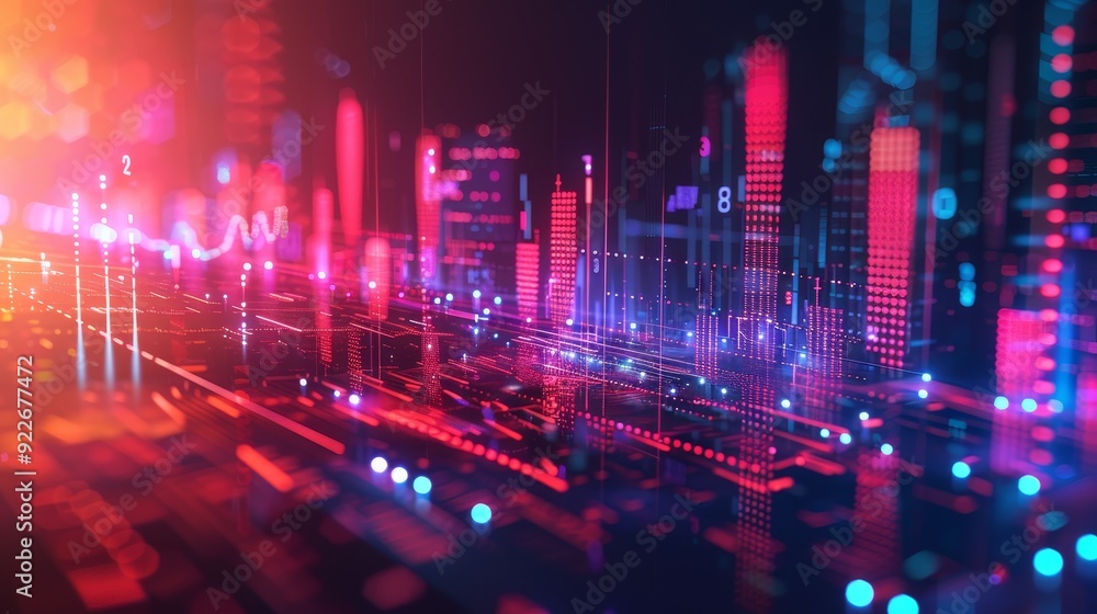 Obraz premium Futuristic Data Visualization: Abstract Technology Graphs