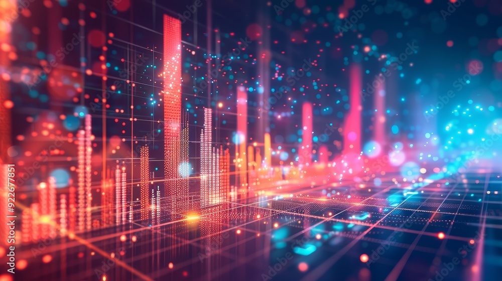 Abstract Technology Background with Interactive Graphs and Data Trends Abstract Technology Background with Interactive Graphs and Data Trends