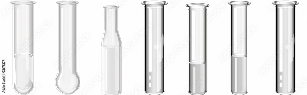 Set of glass test tubes isolated on white background Set of glass test tubes isolated on white background