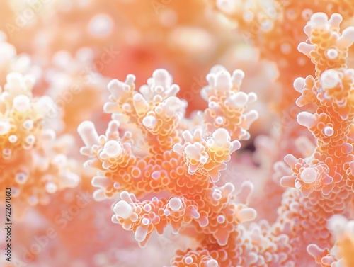 Close-up of coral polyps growing on a reef