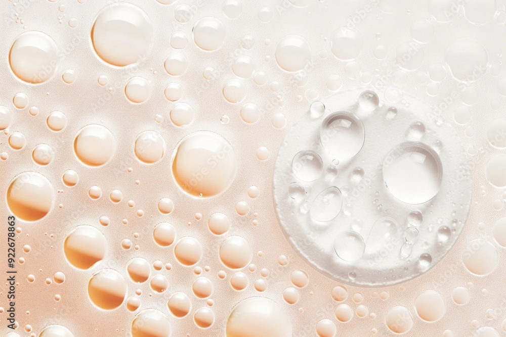 Close-up of microbubbles in a glass of beer, illustrating the complex network of tiny gas bubbles that form the characteristic head and texture of draft beers. Close-up of microbubbles in a glass of beer, illustrating the complex network of tiny gas bubbles that form the characteristic head and texture of draft beers.