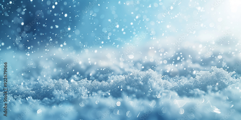 Fototapeta premium Soft snowfall on a snowy winter landscape