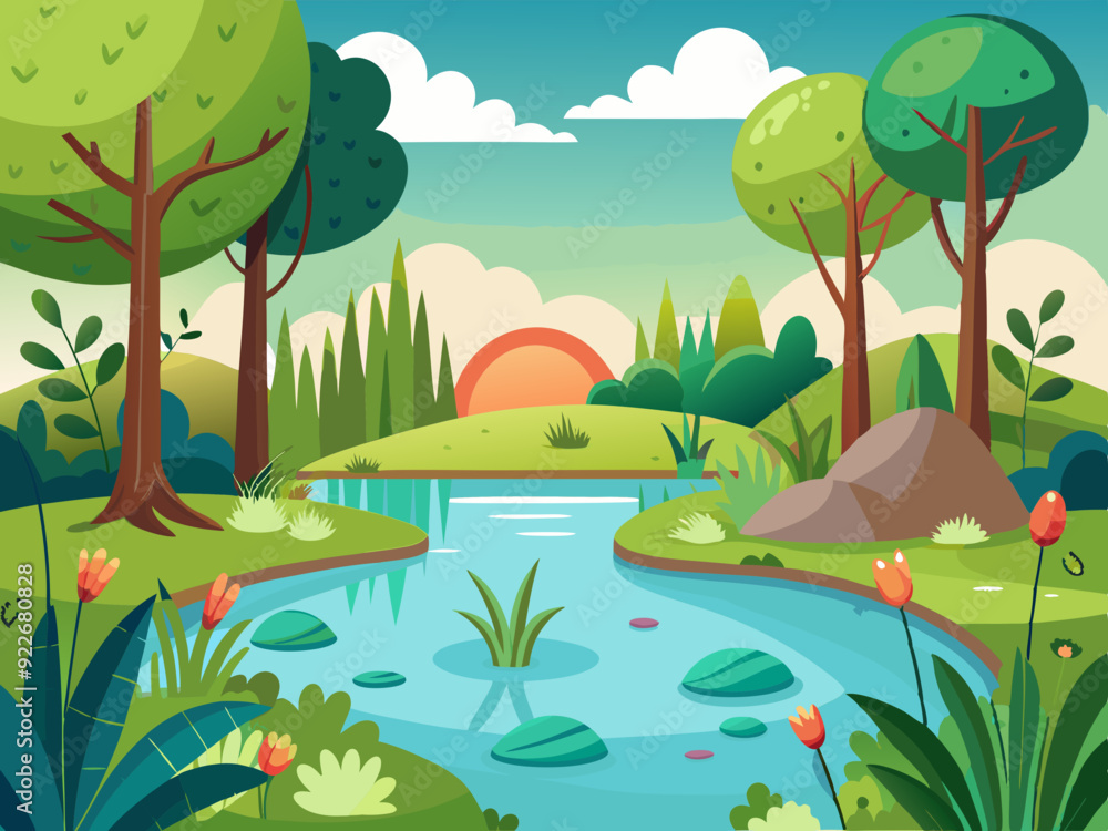 Cute backwater pond nature postcard Cute backwater pond nature postcard