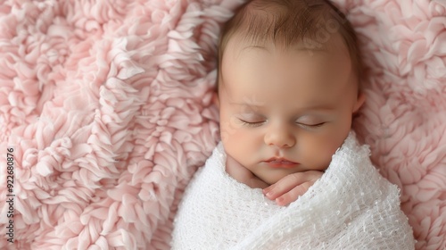 Sleeping Baby Wrapped in Soft Blanket at Home on a Peaceful Morning
