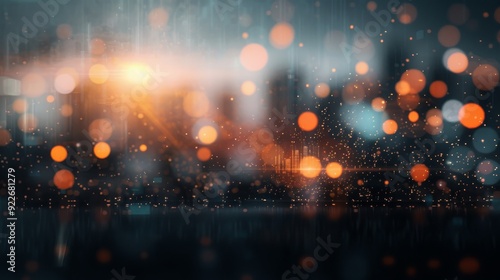 Abstract Bokeh Effect With Warm Tones Over Urban Landscape At Dusk