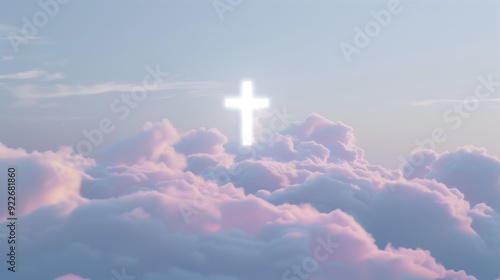 Glowing Cross Among Clouds in a Dreamy Sky photo