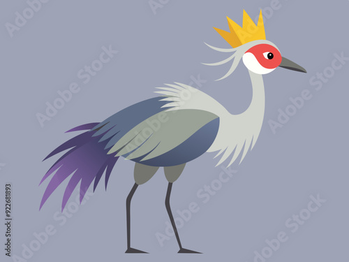 Grue couronnée grise sauvage Nature Animal ont une grande jambe et une tête à crête belle plume
