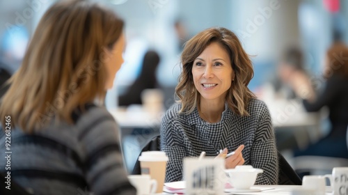 Casual Conversation Among Friends in a Modern Cafe During Daylight