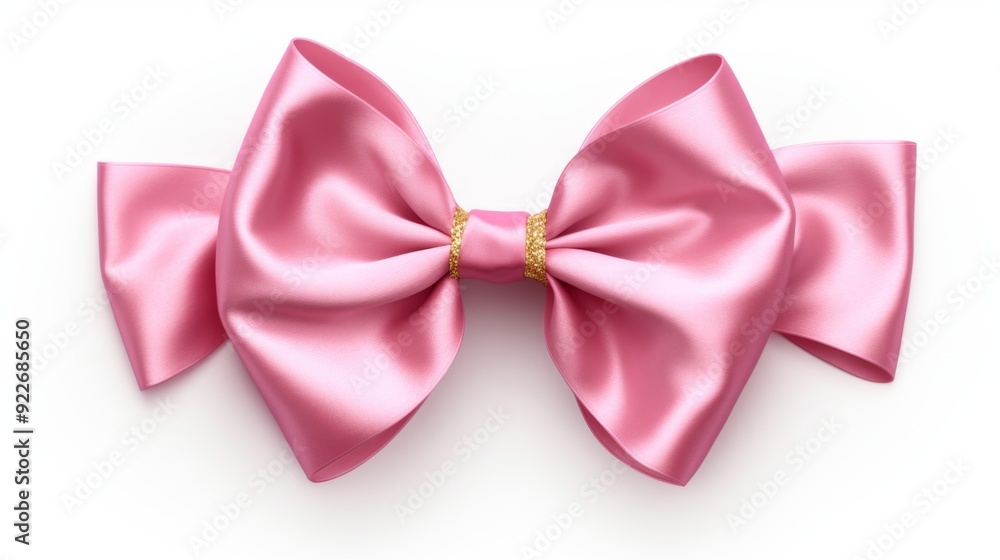 Elegant Pink Satin Bow on White Background Elegant Pink Satin Bow on White Background