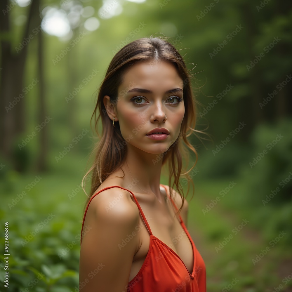 Beautiful woman in the forest during summer Beautiful woman in the forest during summer