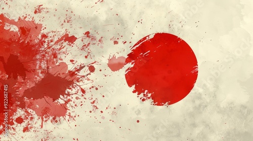 Abstract Red and White Artistic Splatter Background