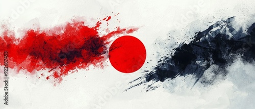 Abstract Grunge Japanese Flag Art Illustration