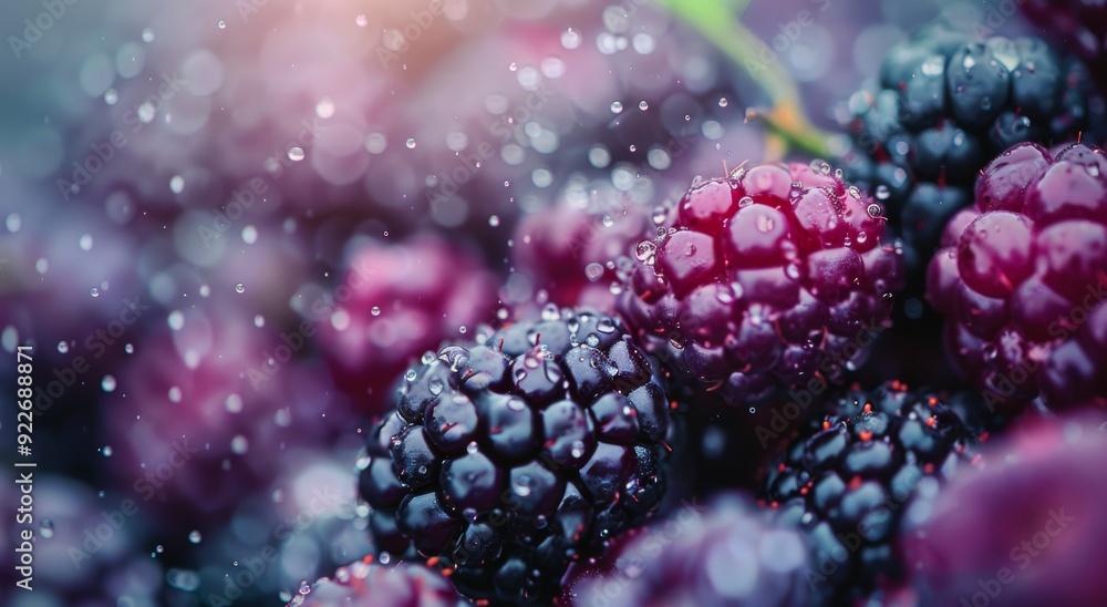Fresh Blackberries With Green Leaves Gathered on a Table Fresh Blackberries With Green Leaves Gathered on a Table